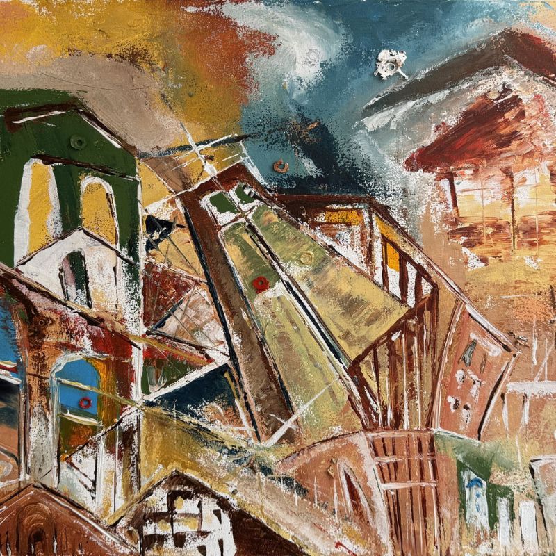 On the Road Again, 2022, acrylic on canvas, 19.7 × 27.6 in
